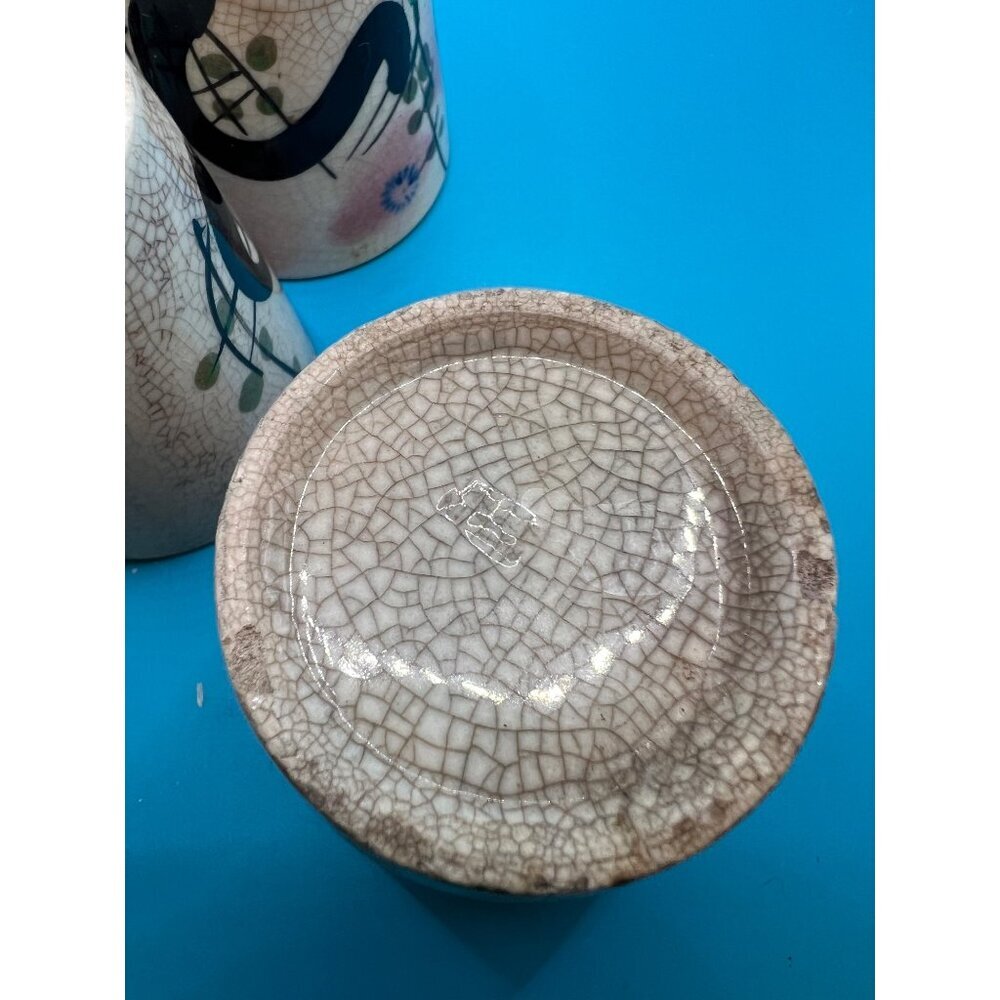 Set Of 3 Vintage Crackle Glaze Ceramic tea Cups With Floral Made in Japan Design - Picture 4 of 7